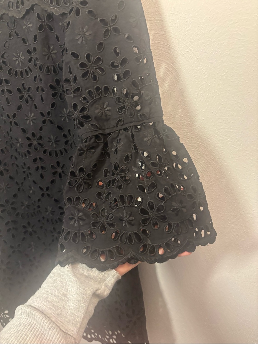 J. Crew Black Eyelet Mini Dress with Floral Cutouts - Picture 3 of 12